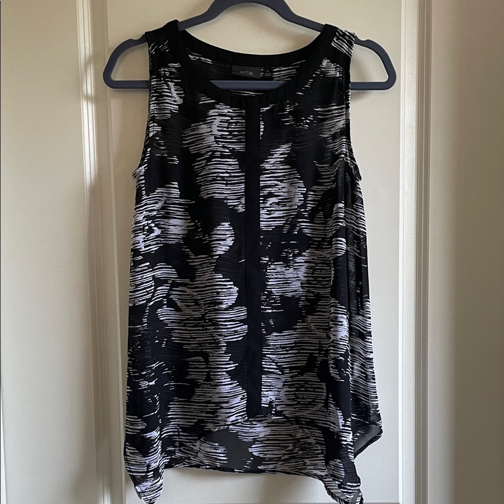 Tank Top Sheer black and white sleeveless blouse lightweight flattering